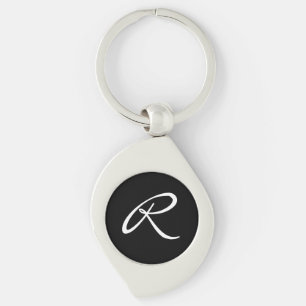 Black and White Monogram Key Ring