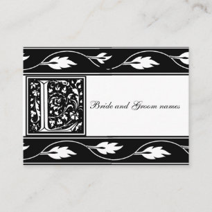 Black And White Monogram L Bridal Registry Card