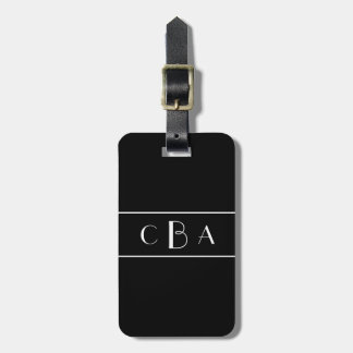 Black and White Monogram Luggage Tag