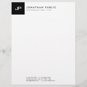 Black And White Monogram Modern Simple Template Custom Letterhead