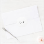 Black and White Monogram Modern Wedding Classic Round Sticker<br><div class="desc">Minimalist and modern design.</div>