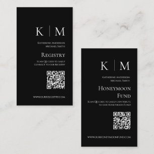 Black and White Monogram-Modern-Wedding Registry- Business Card