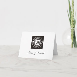Black And White Monogram Note Cards::Initial S Note Card