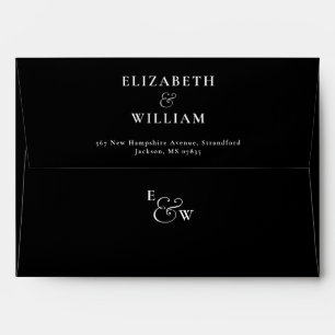 Black And White Monogram Return Address Envelope