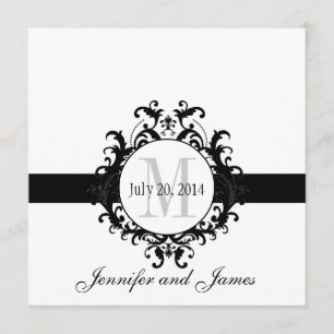 Black and White Monogram Save the Date Wedding