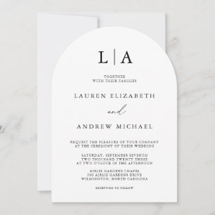 Black and White Monogram Simple Minimalist Wedding Invitation