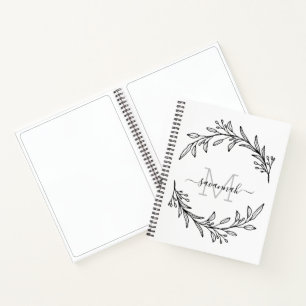 Black And White Monogram Sketchbook Notebook