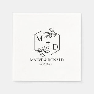 black and white monogram wedding coasters napkin