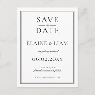 Black and White Monogram Wedding save the date Announcement Postcard