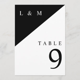 Black And White Monogram Wedding Table Number