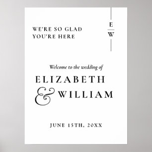 Black And White Monogram Wedding Welcome Sign