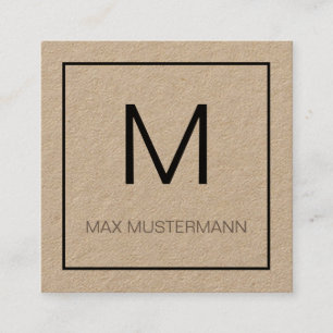 Black and White Monogramm Square Business Card