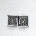 Black and White Monogrammed Groomsmen Cufflinks<br><div class="desc">A thoughtful Thank You present for your Best Man,  Groomsman,  Usher,  Groom or any member of your wedding party. This design works better on the square cufflinks.</div>