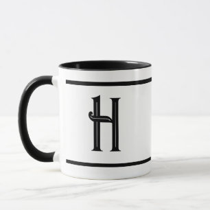 Black and White Monogrammed Initial Design Mug
