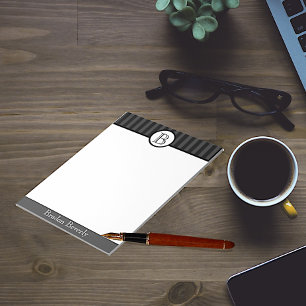 Black and White Monogrammed Personalised Notepad