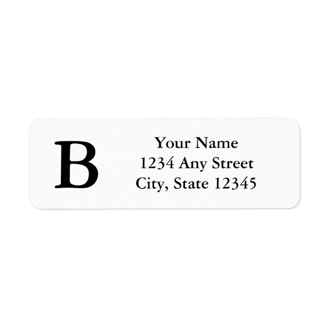Black and White Monogrammed Return Address Labels (Front)