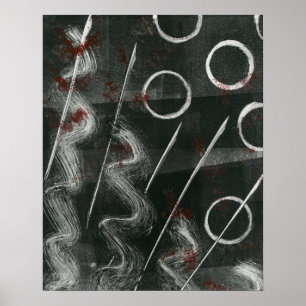 Black And White Monoprint Abstract Poster