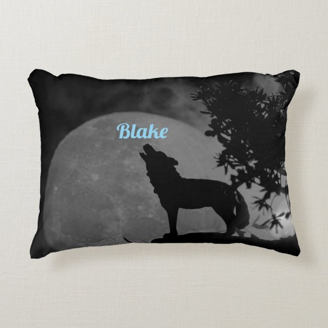 Black and white Moon Accent Pillow (Front)