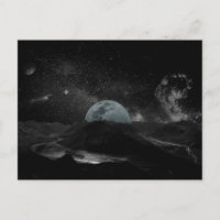 Black and White Moon Night Sky Mountain Galaxy Pos