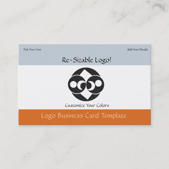 Black and White Moon Planet Logo Business Card (Front)