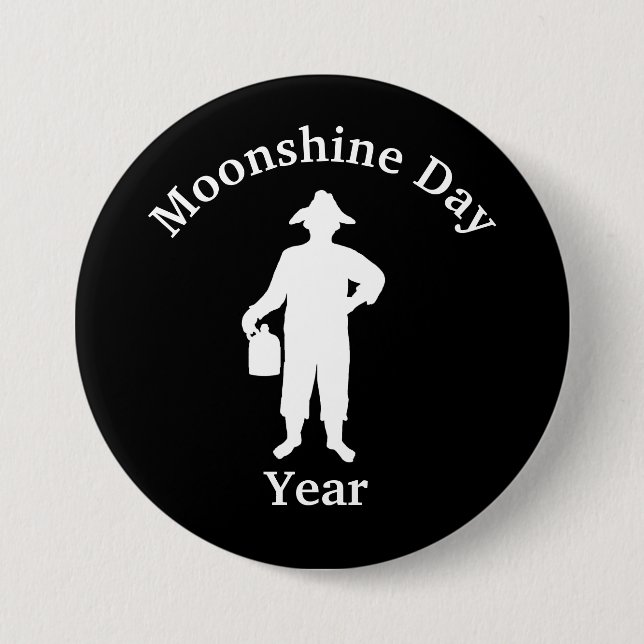 Black and White Moonshiner Silhouette Button (Front)