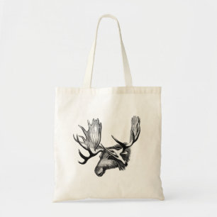 Black and White Moose Illustration Tote Bag