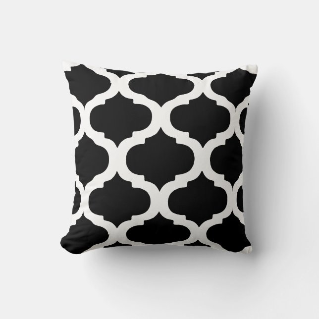 Black and White Moroccan Bold Pattern Cushion (Front)
