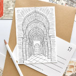 Black and White Morocco Postcard<br><div class="desc">Beautifully illustrated black and white postcard featuring a stunning hallway in Morocco.</div>