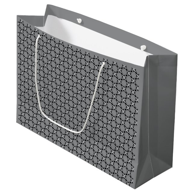Black and White Mosaic Large Gift Bag (Front Angled)