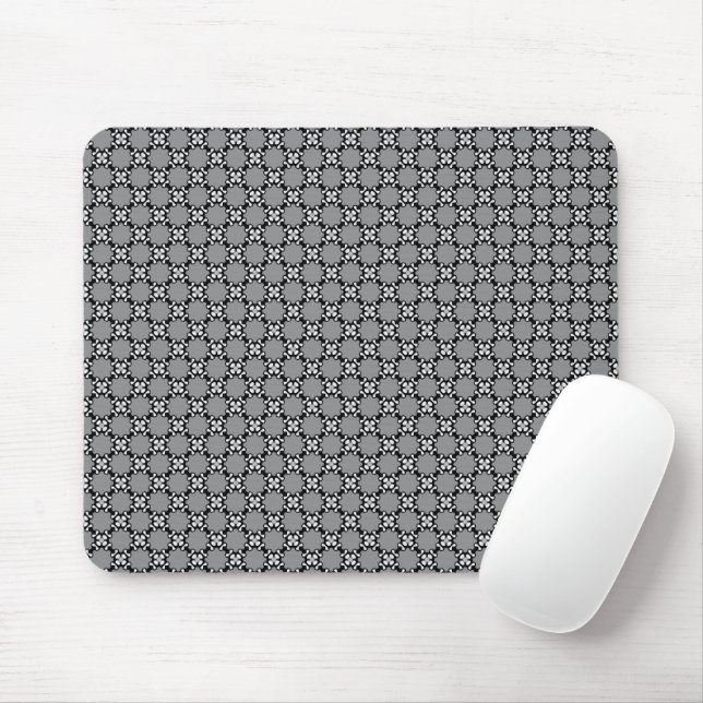 Black and White Mosaic Mouse Pad (With Mouse)