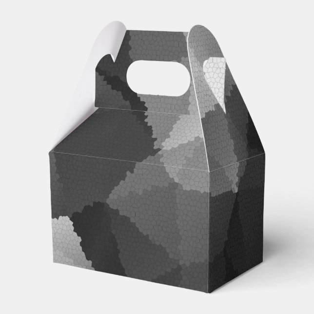 Black and white mosaic pattern favour box (Front Side)