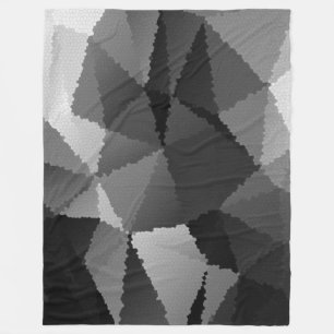 Black and white mosaic pattern fleece blanket