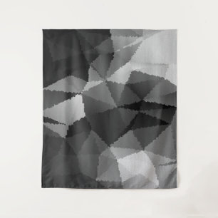 Black and white mosaic pattern tapestry