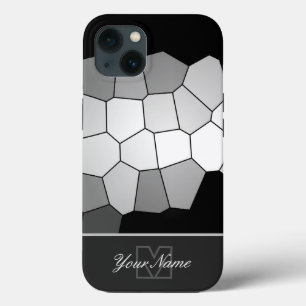 Black and white mosaic tiles personal Monogram! Ca iPhone 13 Case