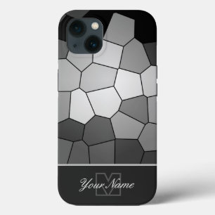 Black and white mosaic tiles personal Monogram! iPhone 13 Case