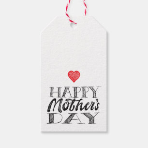 Black and White Mother's Day Lettering & Heart Gift Tags