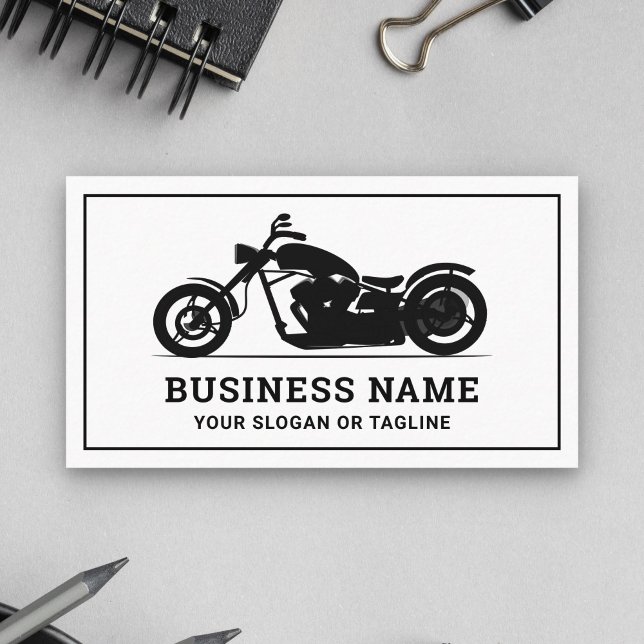 Black and White Motorbike Motorcycle Mechanic Business Card (Creator Uploaded)