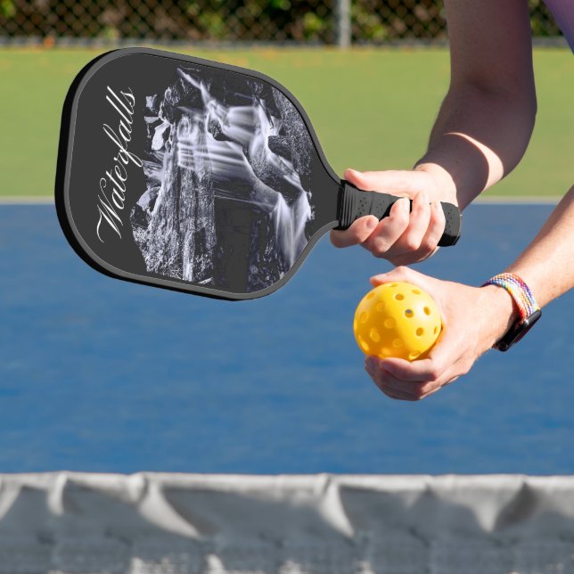  Black and White Mountain Waterfall Pickleball Paddle (Insitu)