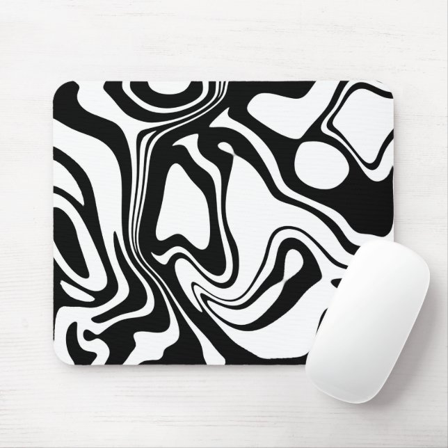 Black and White Mouse Pad (With Mouse)