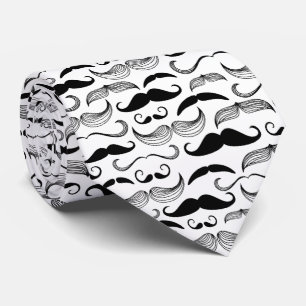 Black and White Moustache Pattern Tie