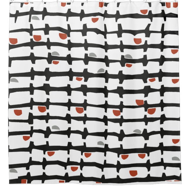 Black and White Movement Shower Curtain (Front)