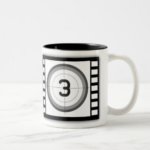 BLACK AND WHITE MOVIE COUNTDOWN Two-Tone COFFEE MUG