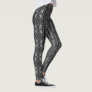 Black And White Mudcloth Pattern Leggings
