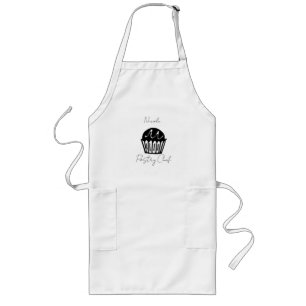 Black and white muffin Pastry Chef white Long Apron