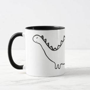 Black and White mug with dinosaur.