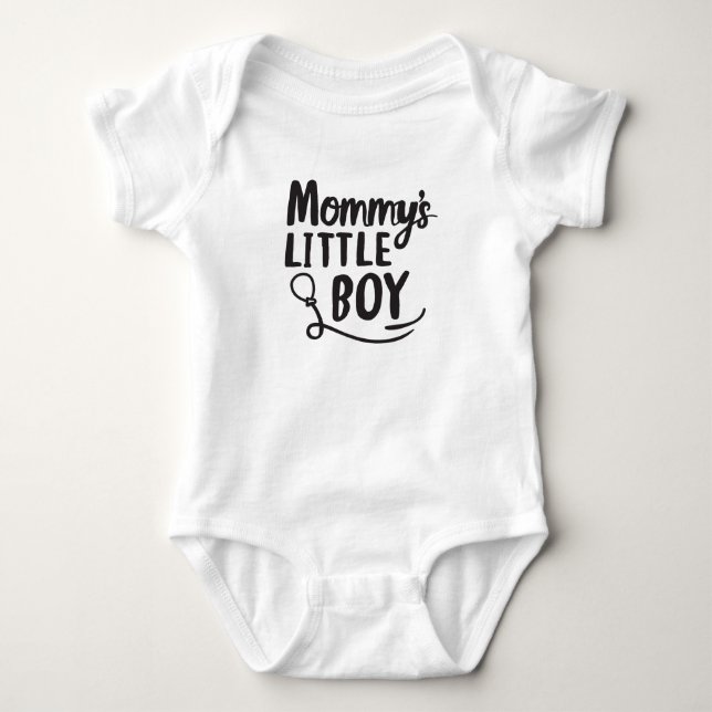 Black and White Mummy’s Little Boy New Son Mum Baby Bodysuit (Front)