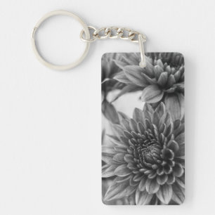 Black and White Mums Key Ring