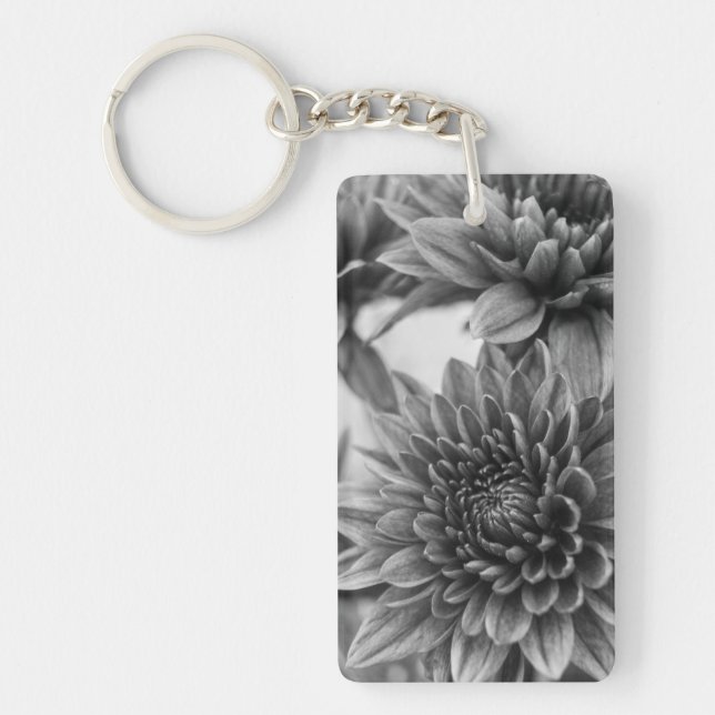 Black and White Mums Key Ring (Front)