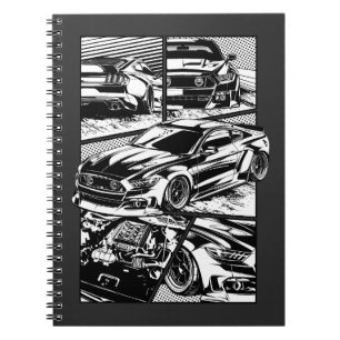 BLACK AND WHITE MUSCLE FURY NOTEBOOK