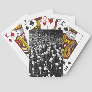 Black and White Mushroom Colony Photo Playing Cards